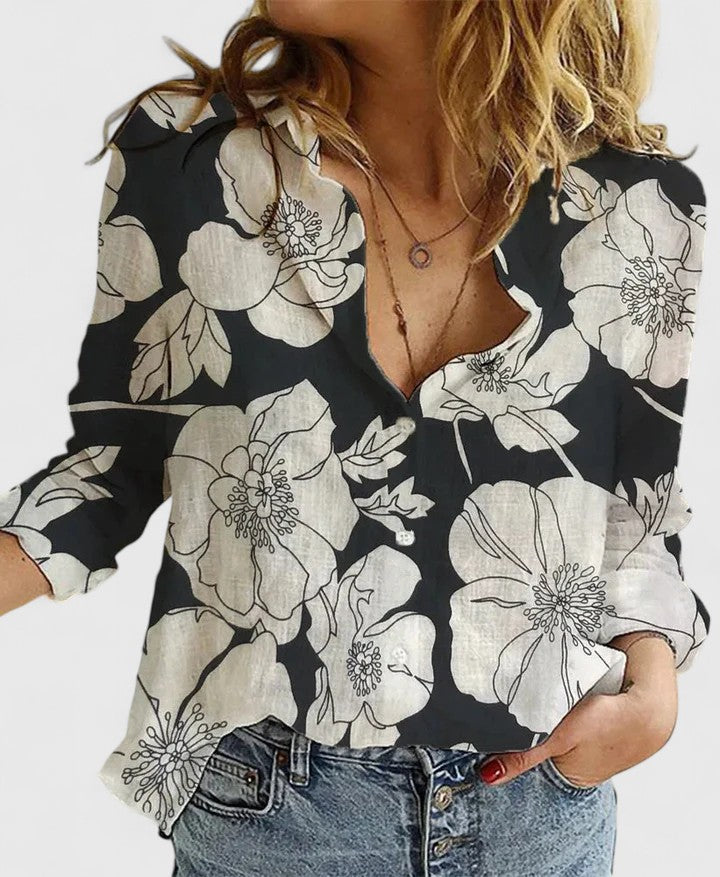 Winifred | Women's Floral V-Neck Long Sleeve Blouse