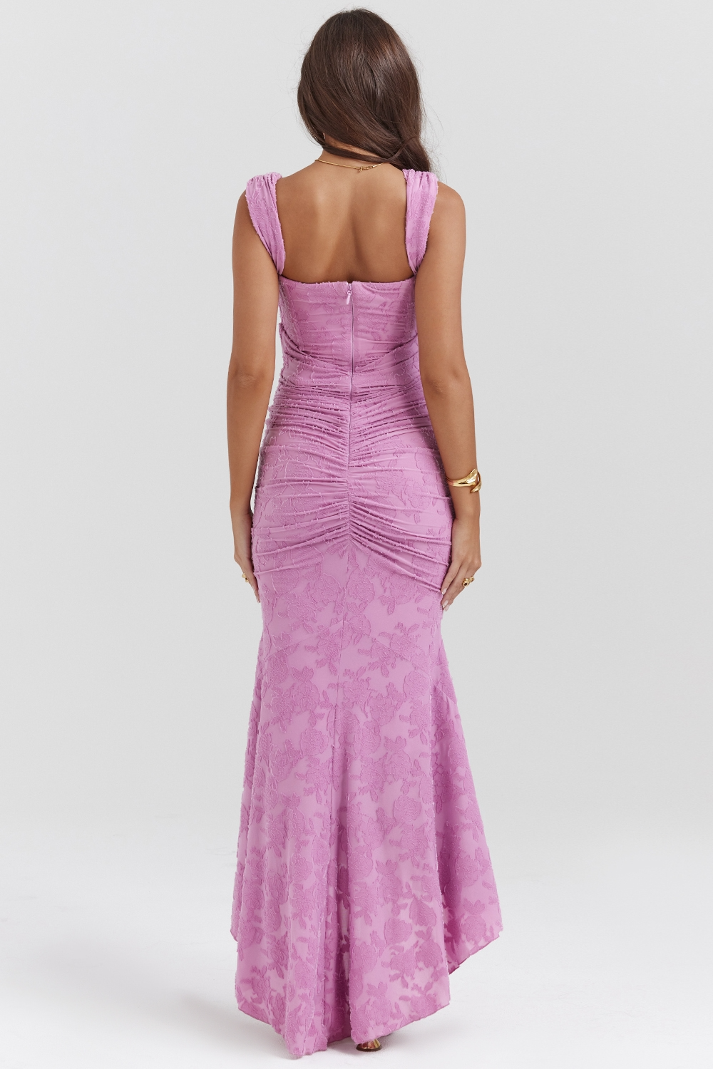 Women Graduation Floral Corset Asymmetric Midi Dress