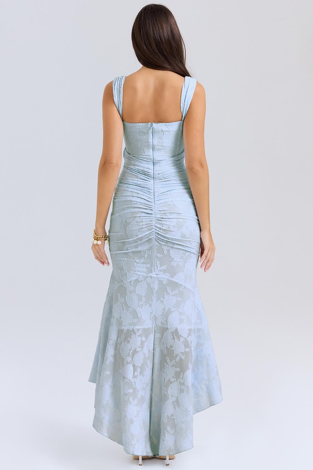 Women Graduation Floral Corset Asymmetric Midi Dress