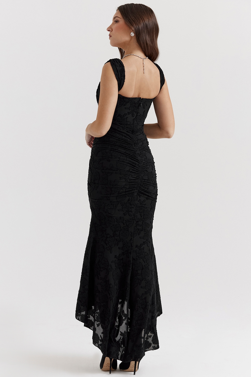 Women Graduation Floral Corset Asymmetric Midi Dress