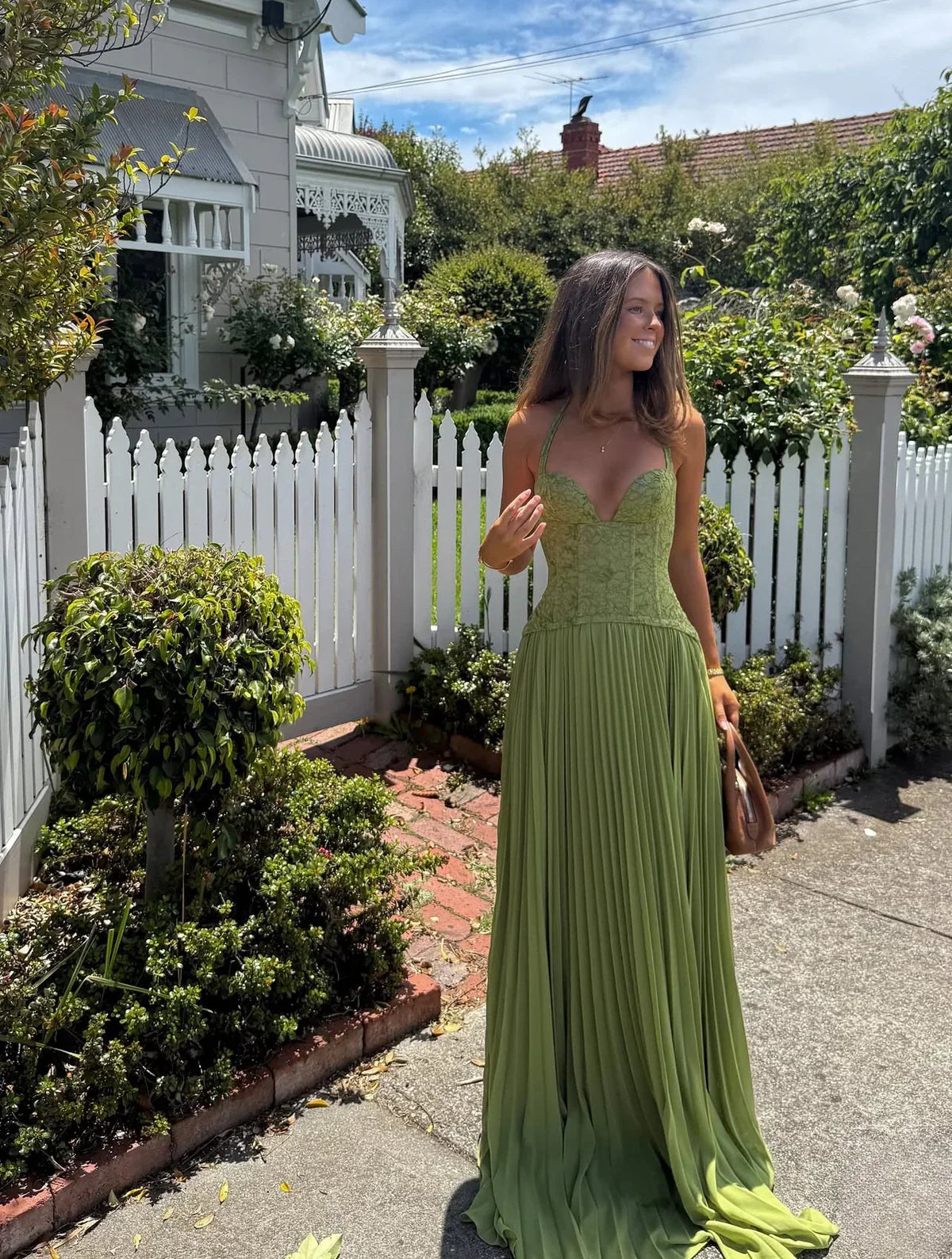 Hannah | Women's Halter Pleated Maxi Wedding Guest Dress