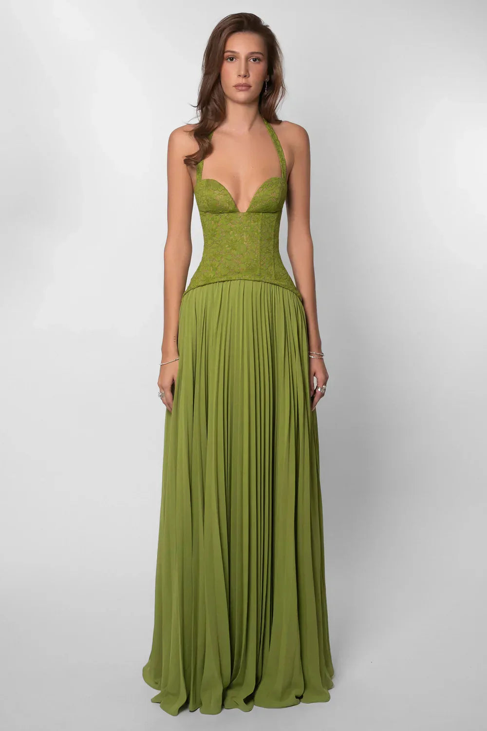 Hannah | Women's Halter Pleated Maxi Wedding Guest Dress