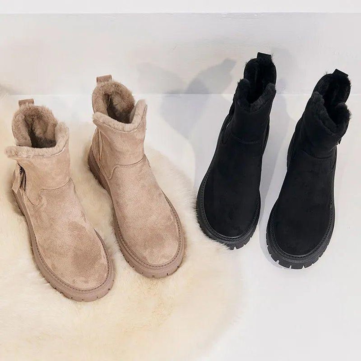 Freya | Women's Ankle Boots Fur-Lined Orthopedic Platform Suede Booties