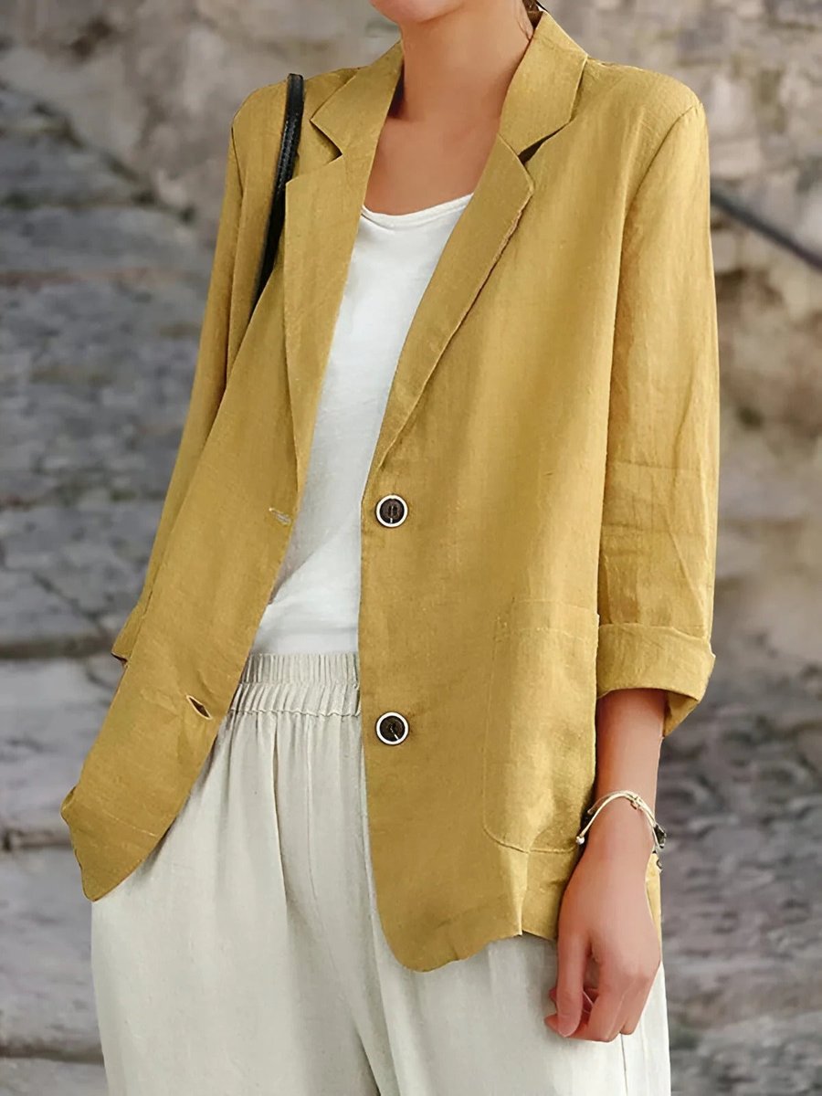 Olivia | Womens Blazer Lightweight Linen Relaxed-Fit Lapel Jacket