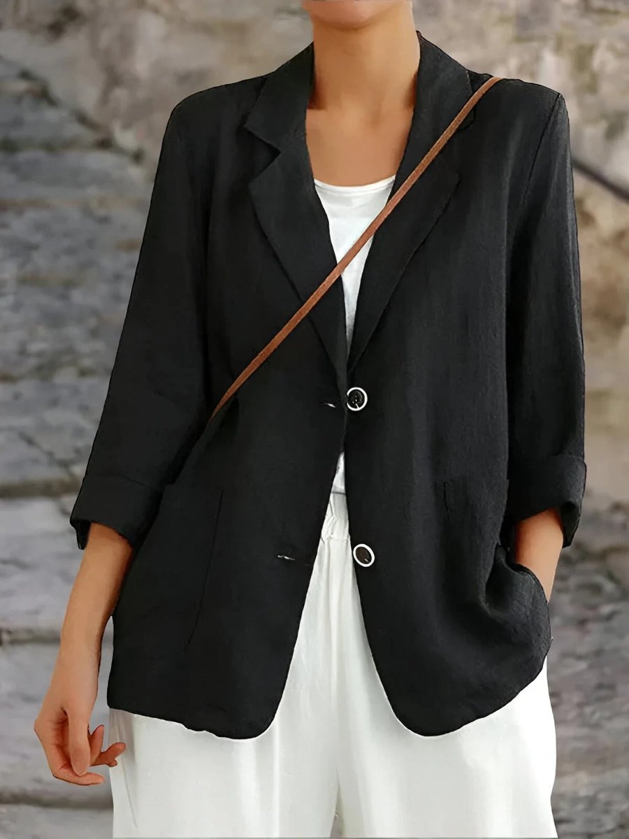 Olivia | Womens Blazer Lightweight Linen Relaxed-Fit Lapel Jacket