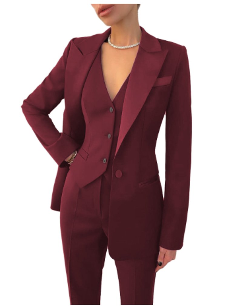 Mia | Women's Blazer Tailored 3-Piece Suit Set Waistcoat Trousers