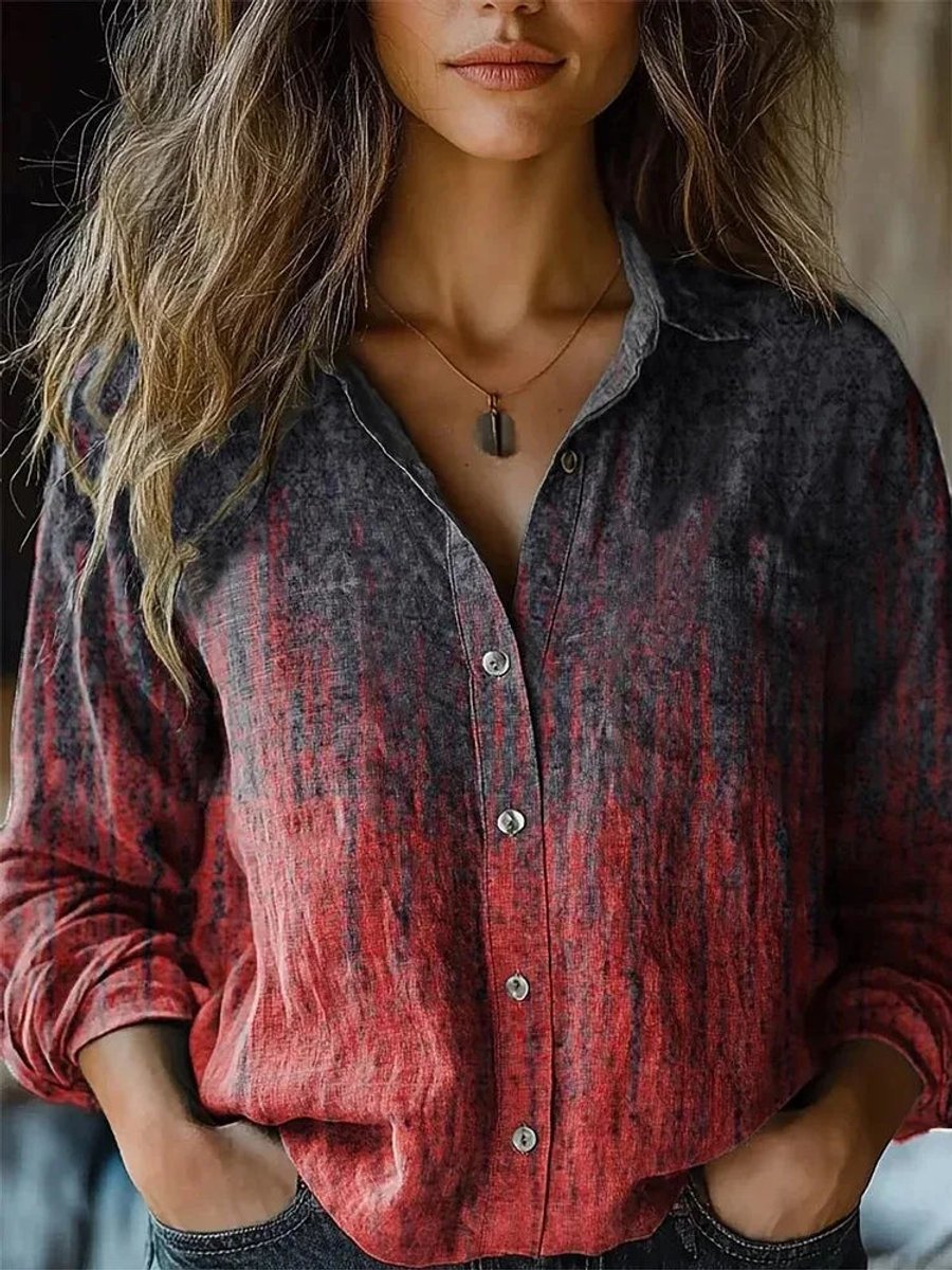 Olivia | Women's Boho Floral Print Long Sleeve Button-Up Blouse