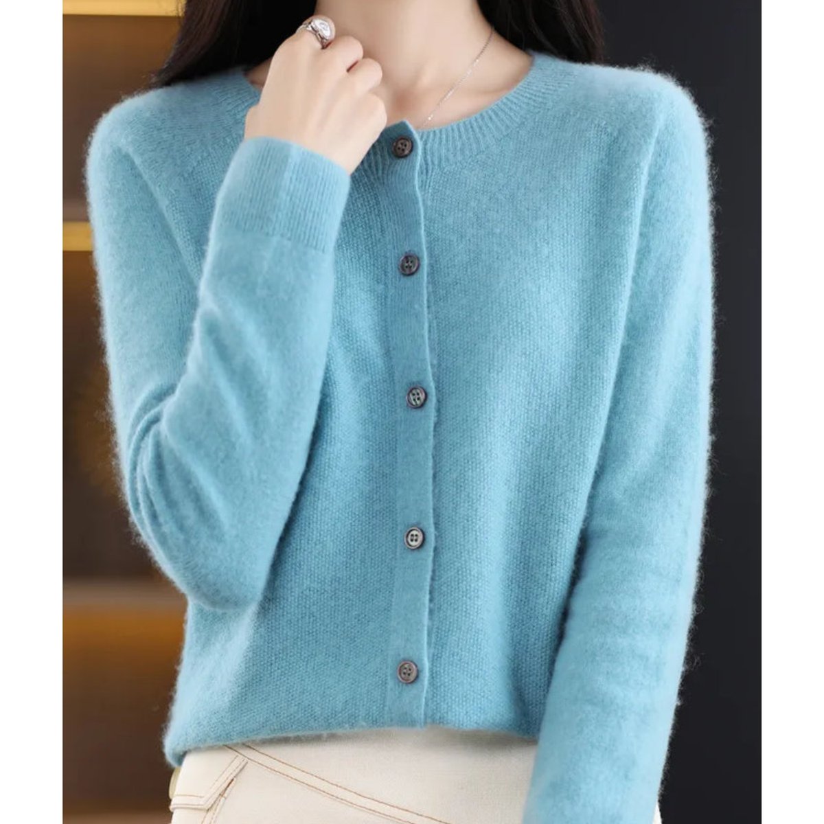 Lily | Women's Button-Up V-Neck Cashmere Knit Cardigan
