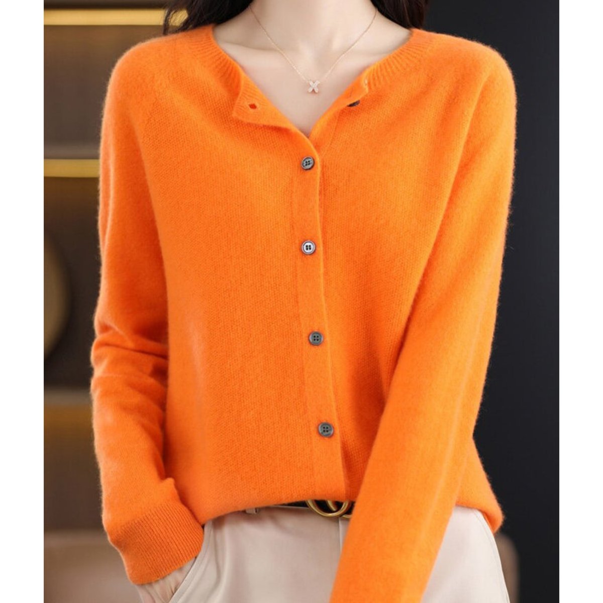 Lily | Women's Button-Up V-Neck Cashmere Knit Cardigan