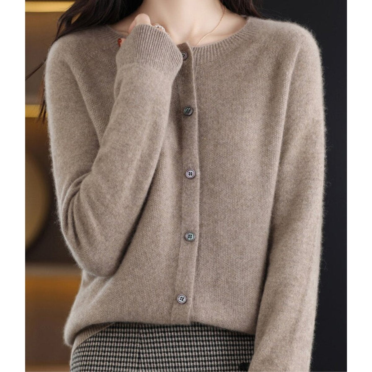 Lily | Women's Button-Up V-Neck Cashmere Knit Cardigan