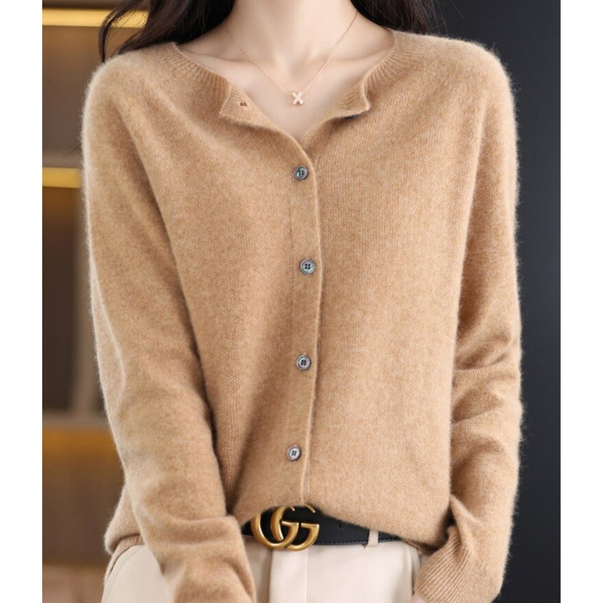 Lily | Women's Button-Up V-Neck Cashmere Knit Cardigan