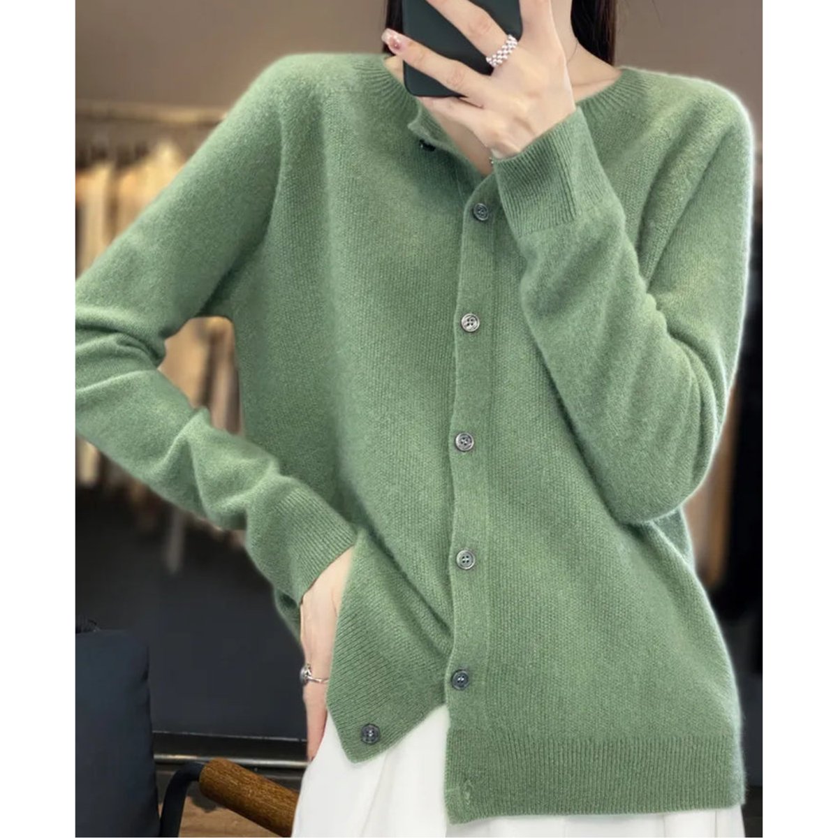 Lily | Women's Button-Up V-Neck Cashmere Knit Cardigan