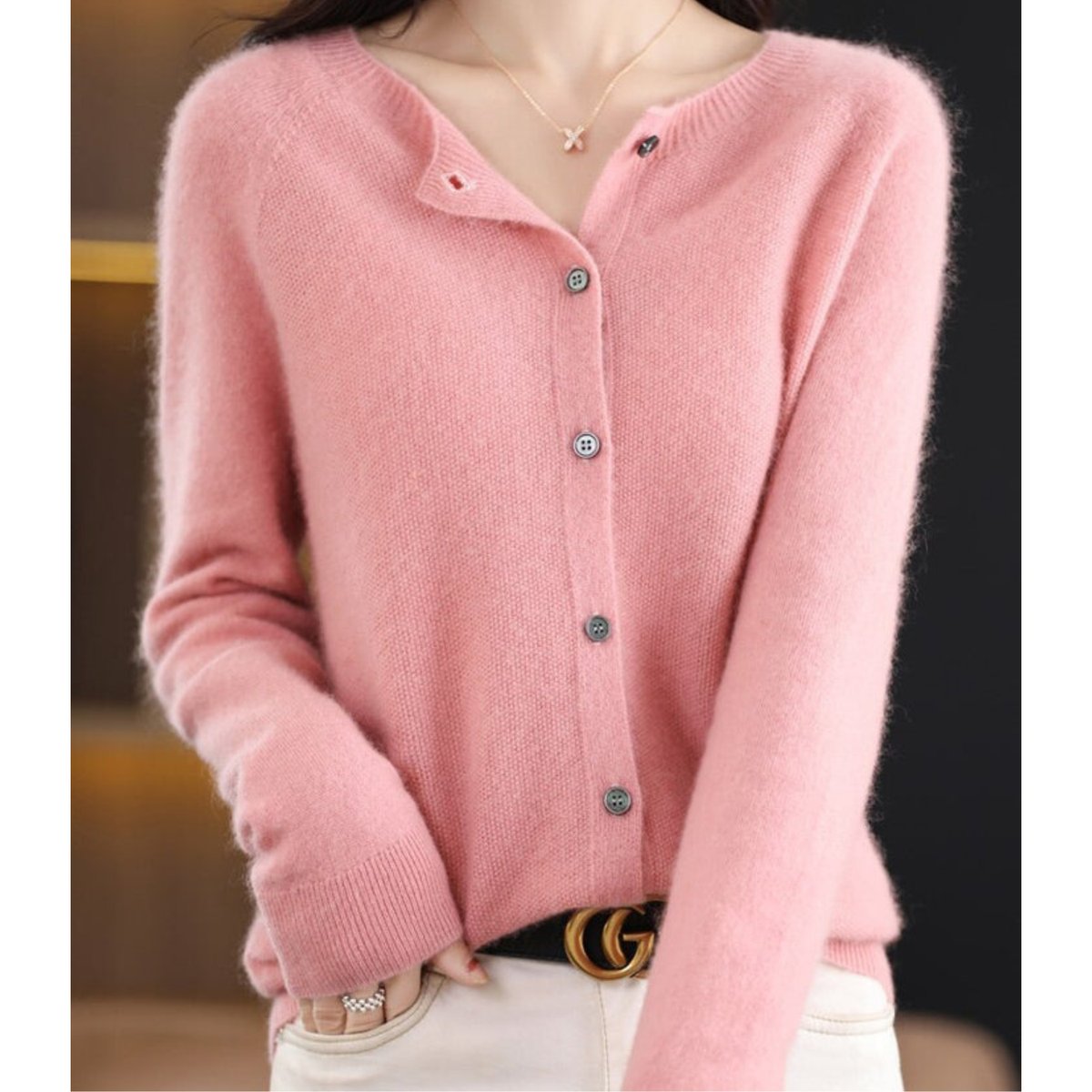 Lily | Women's Button-Up V-Neck Cashmere Knit Cardigan