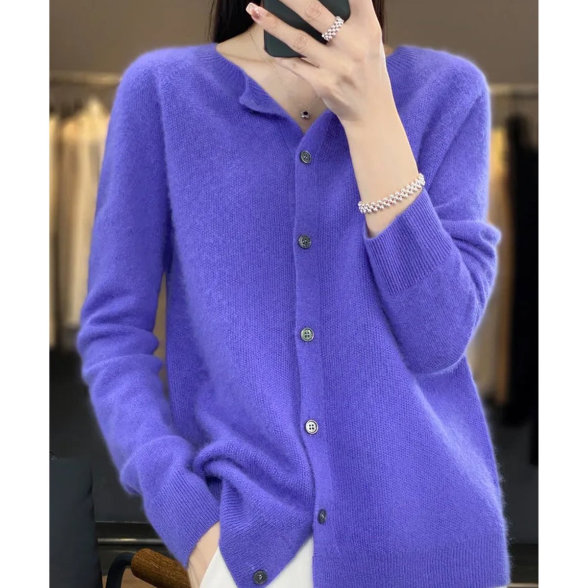 Lily | Women's Button-Up V-Neck Cashmere Knit Cardigan
