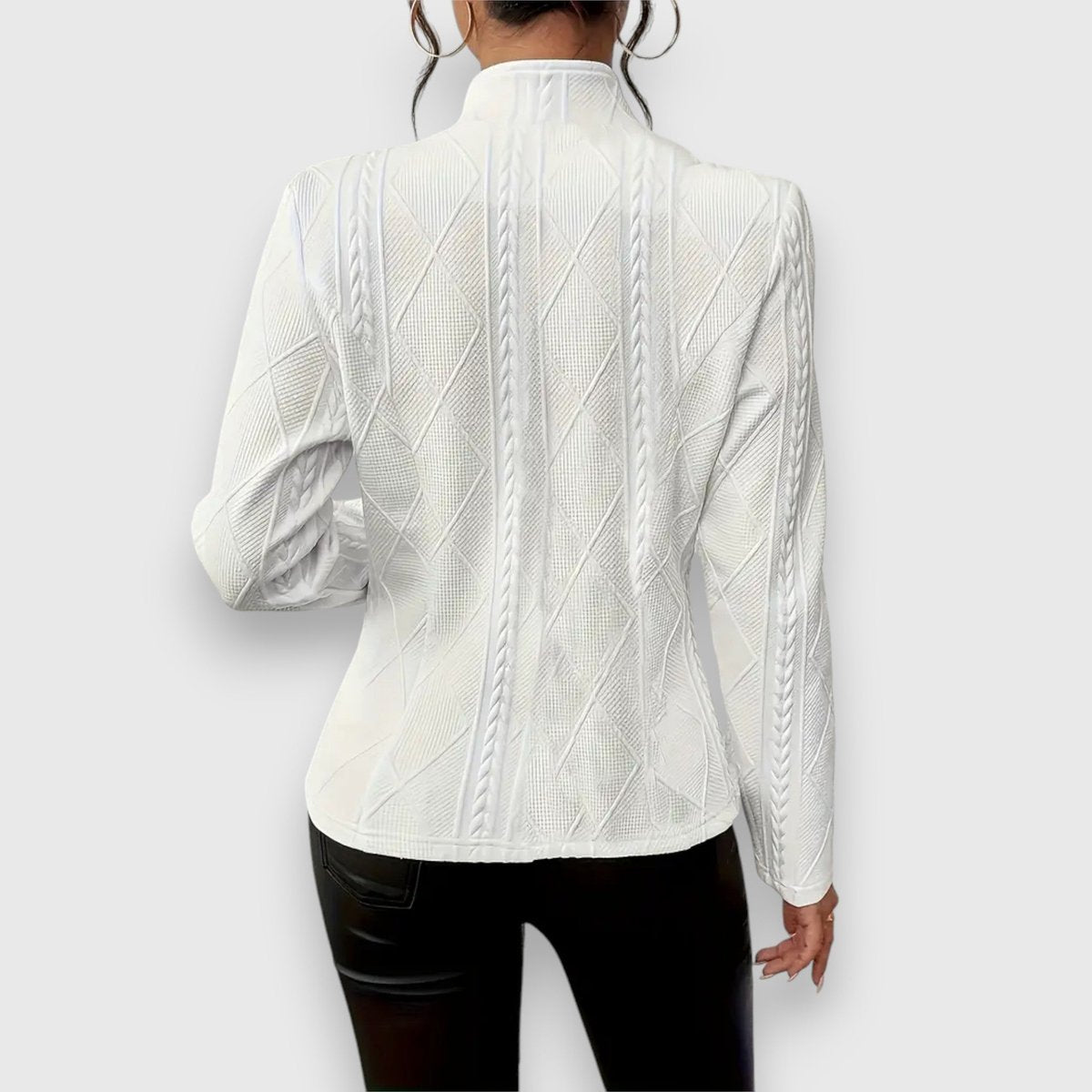Ivy | Women's Cable-Knit Mock-Neck Long-Sleeve Fitted Jumper