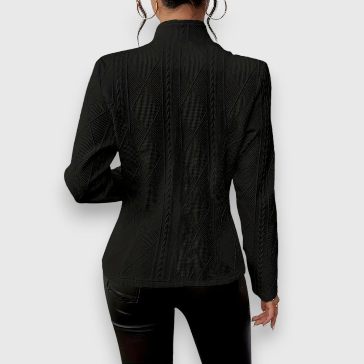 Ivy | Women's Cable-Knit Mock-Neck Long-Sleeve Fitted Jumper