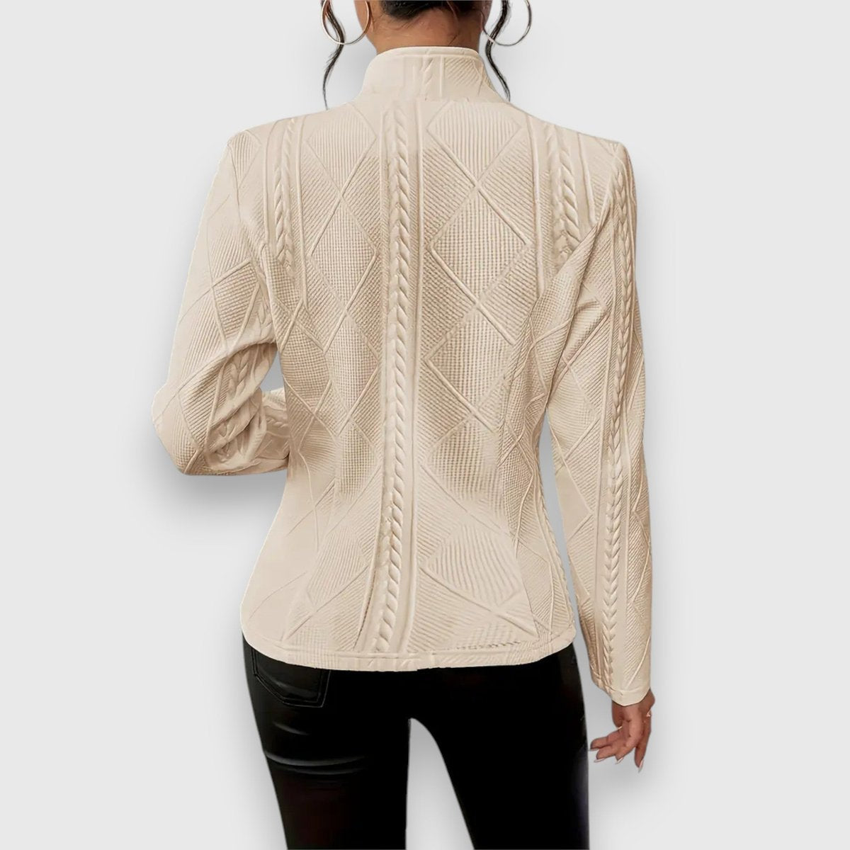 Ivy | Women's Cable-Knit Mock-Neck Long-Sleeve Fitted Jumper