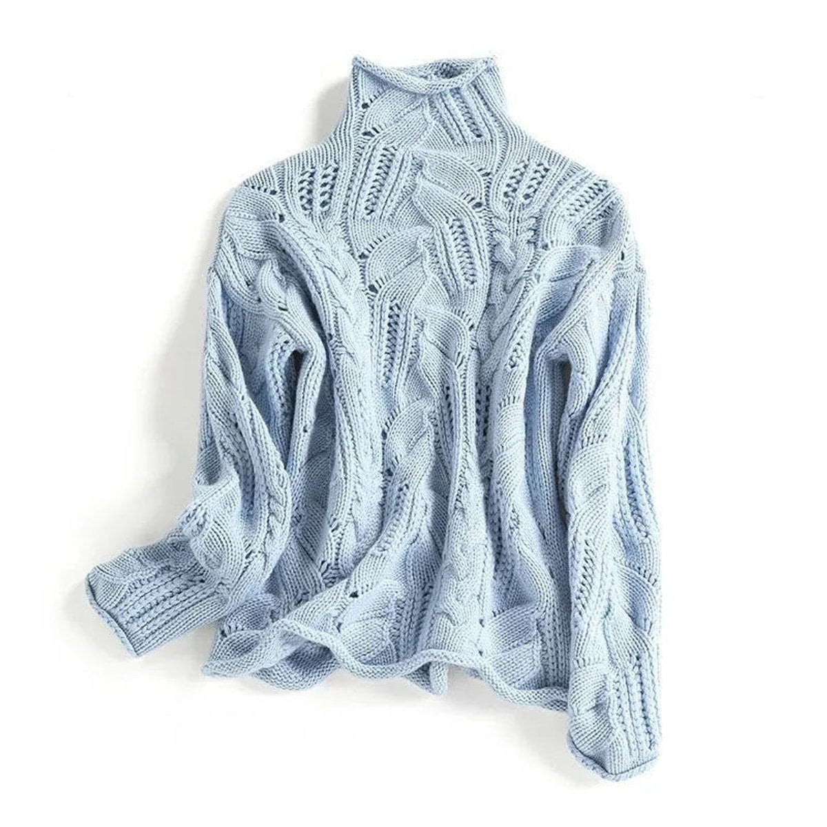 Emily | Women's Cable Knit Sweater Turtleneck Loose Fit Jumper