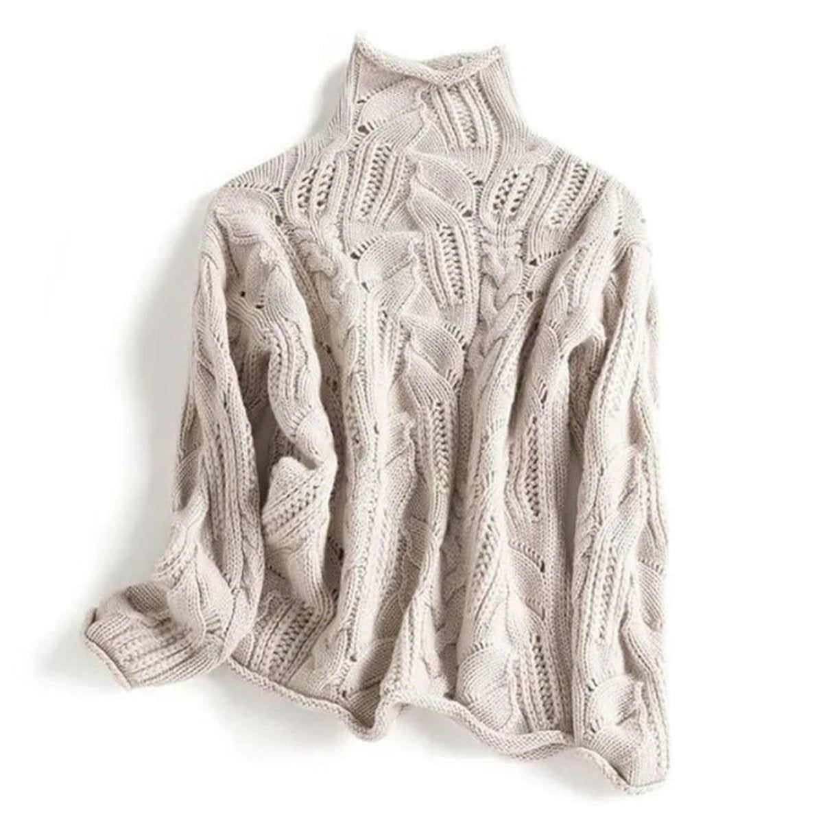 Emily | Women's Cable Knit Sweater Turtleneck Loose Fit Jumper