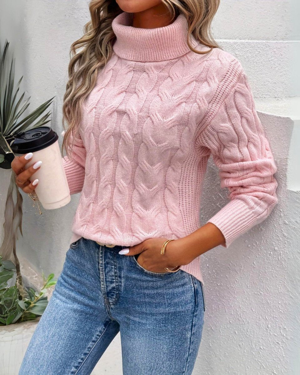 Isla | Women's Cable-Knit Turtleneck Sweater Long Sleeve Pullover Jumper