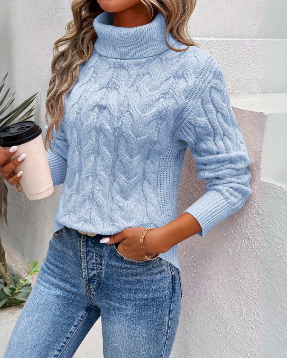 Isla | Women's Cable-Knit Turtleneck Sweater Long Sleeve Pullover Jumper