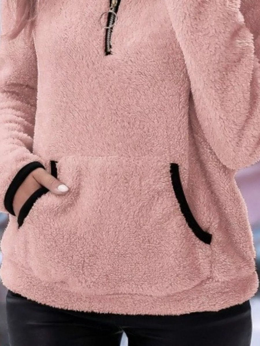 Aria | Womens Cardigan Half-Zip Fluffy Fleece Pullover Jumper
