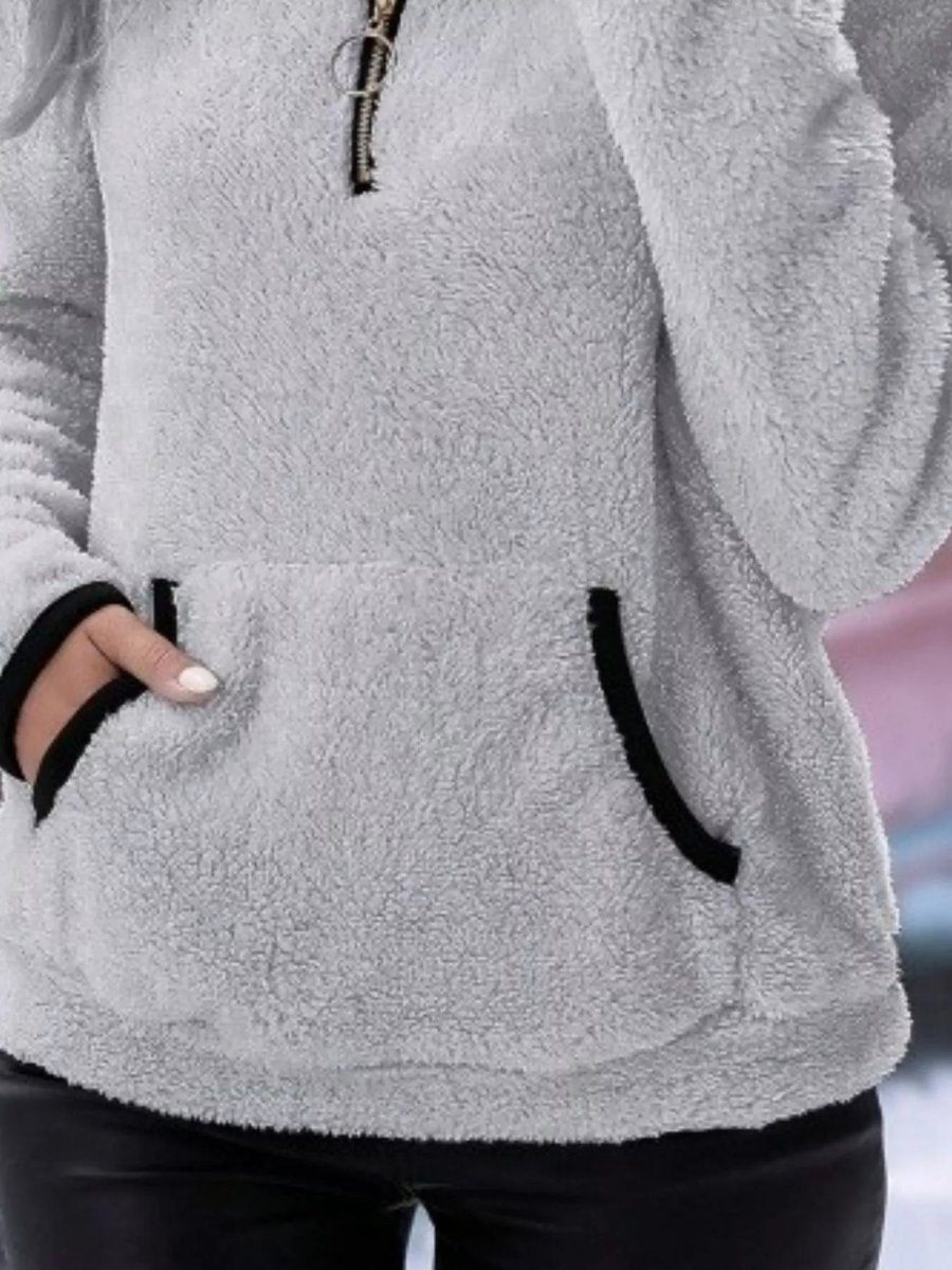Aria | Womens Cardigan Half-Zip Fluffy Fleece Pullover Jumper