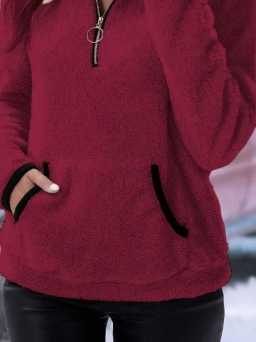 Aria | Womens Cardigan Half-Zip Fluffy Fleece Pullover Jumper