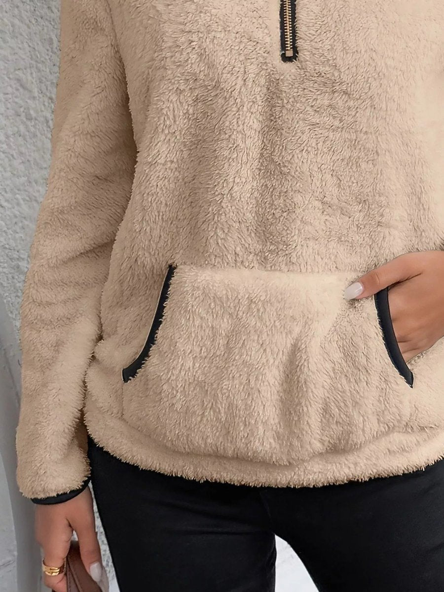 Aria | Womens Cardigan Half-Zip Fluffy Fleece Pullover Jumper
