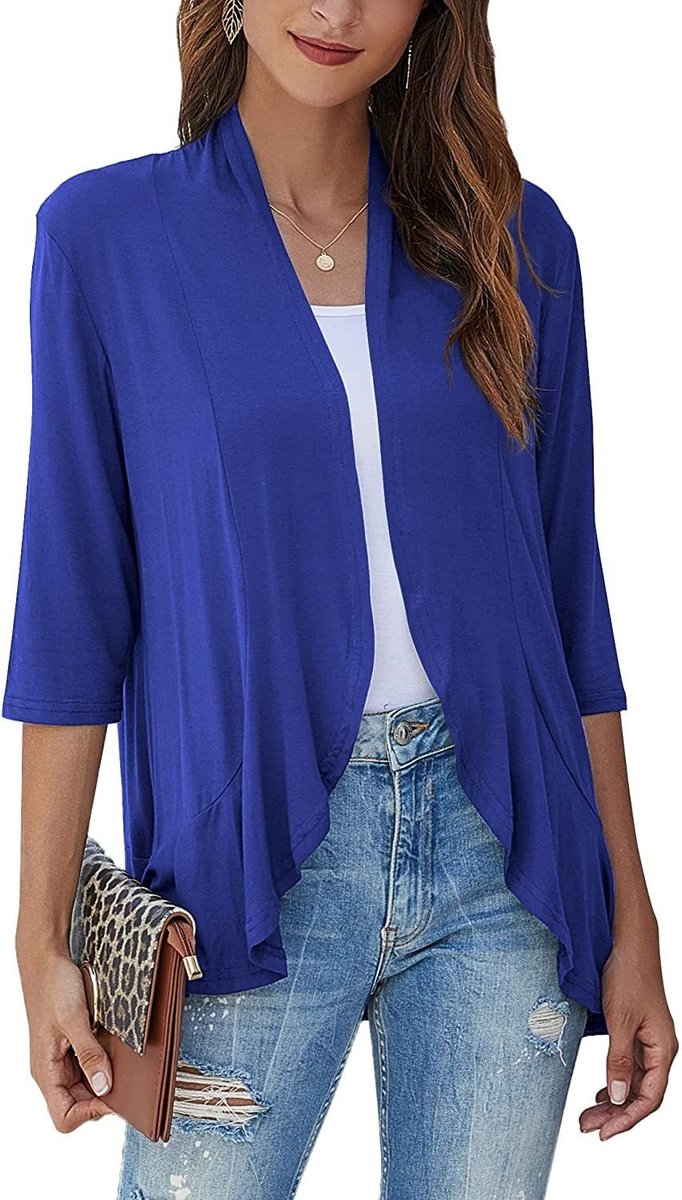 Emily | Women's Cardigan Lightweight Open Front 3/4 Sleeve Draped