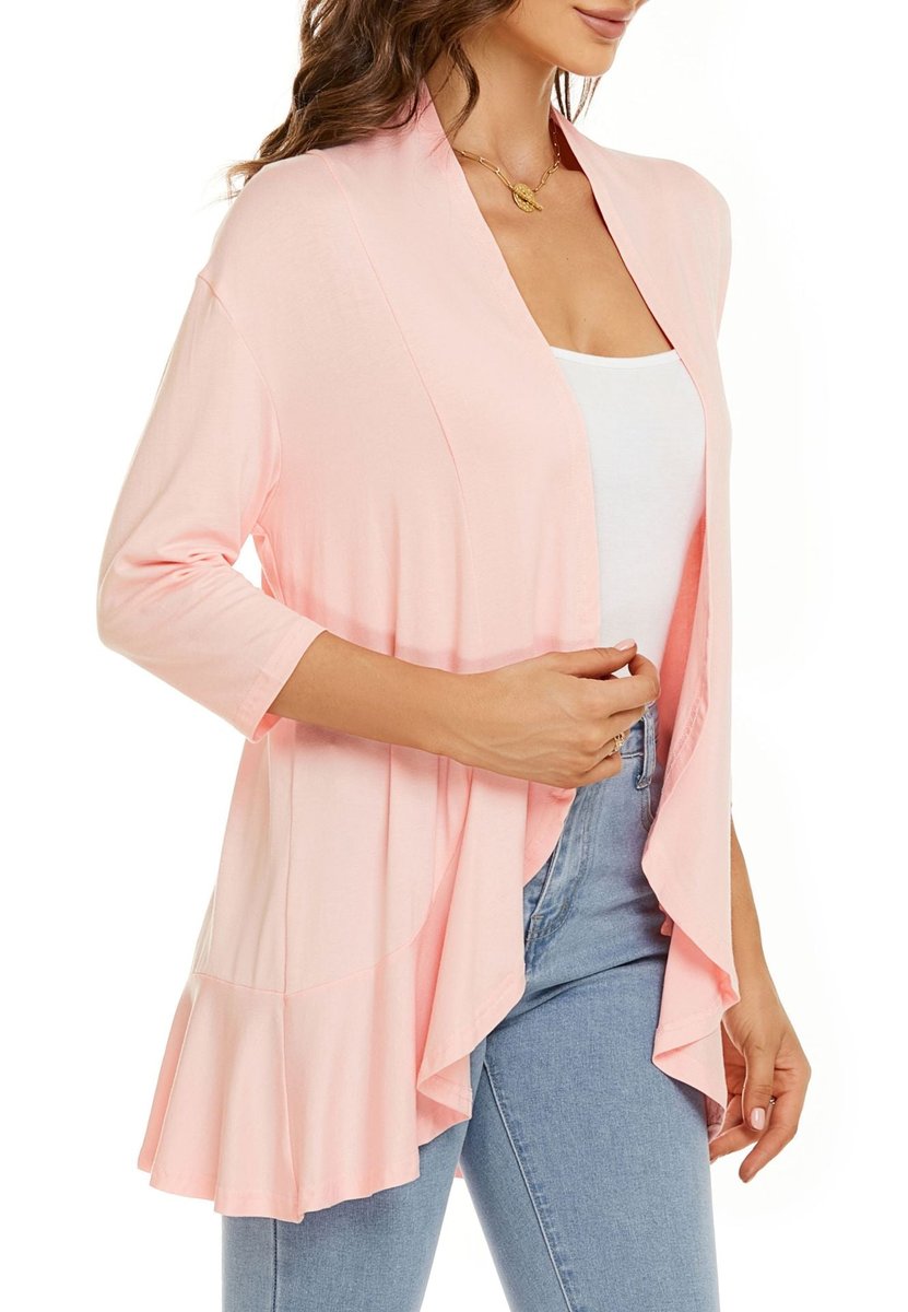 Emily | Women's Cardigan Lightweight Open Front 3/4 Sleeve Draped