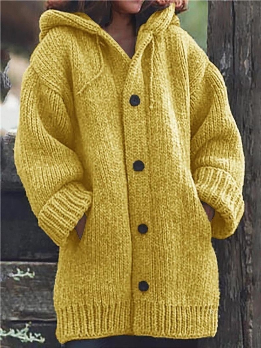 Willow | Women's Cardigan Oversized Hooded Button-Up Knit Jumper