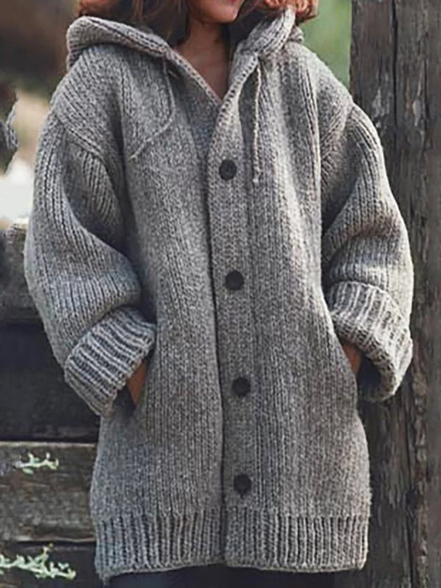 Willow | Women's Cardigan Oversized Hooded Button-Up Knit Jumper