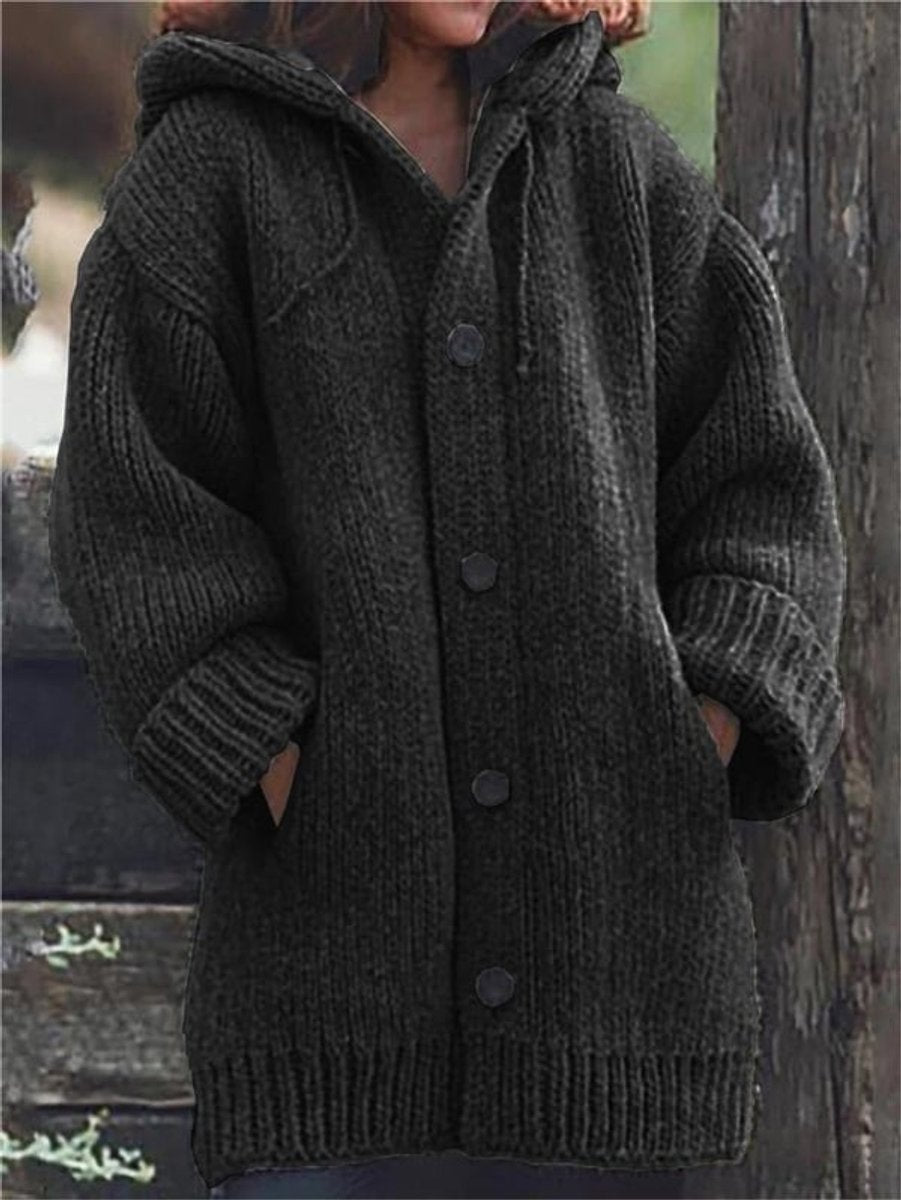 Willow | Women's Cardigan Oversized Hooded Button-Up Knit Jumper