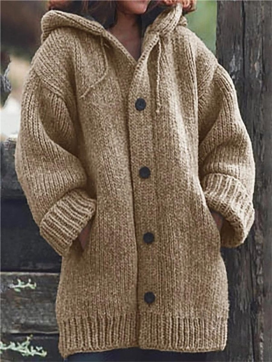 Willow | Women's Cardigan Oversized Hooded Button-Up Knit Jumper
