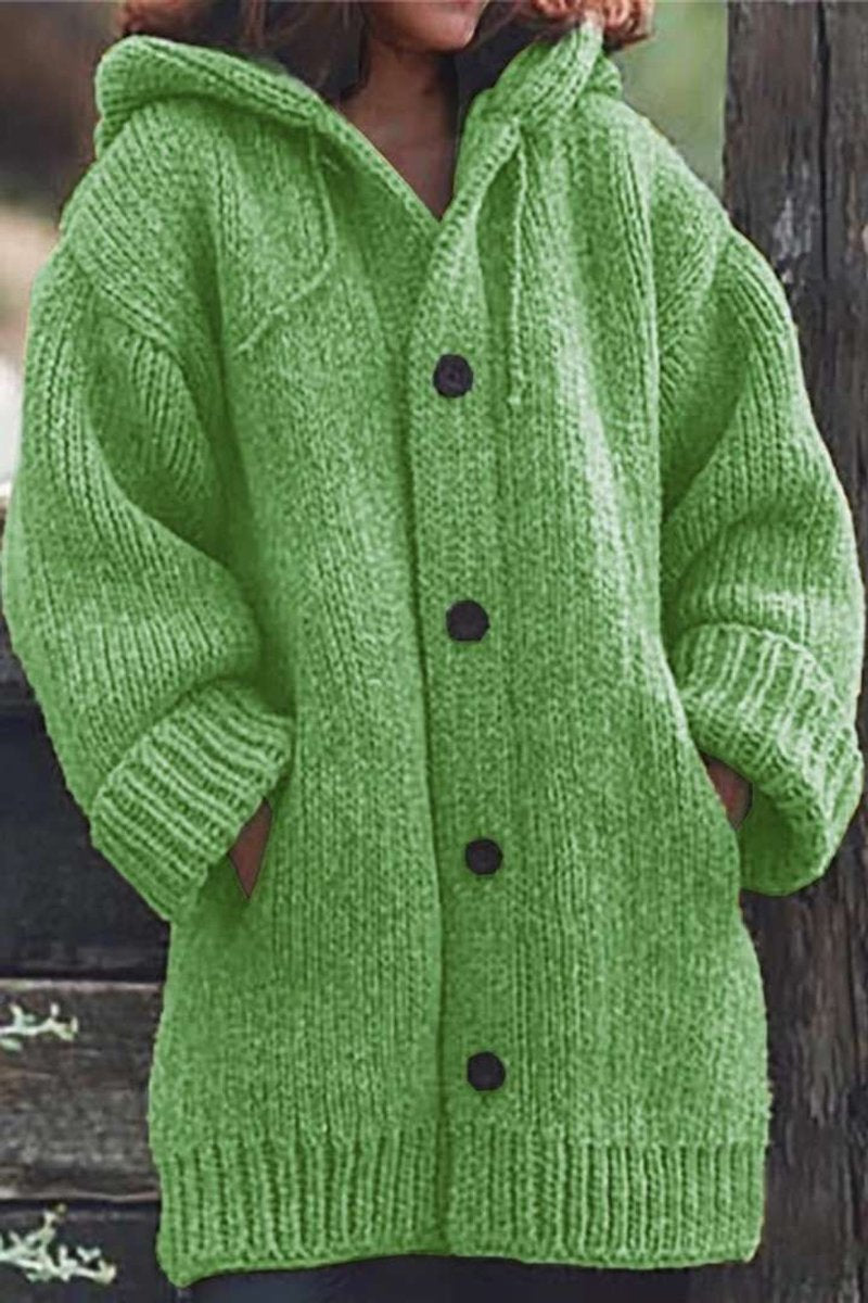 Willow | Women's Cardigan Oversized Hooded Button-Up Knit Jumper