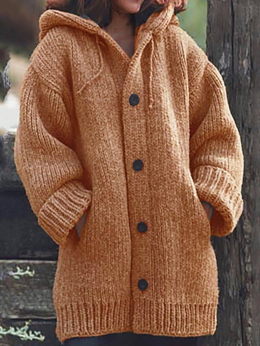 Willow | Women's Cardigan Oversized Hooded Button-Up Knit Jumper