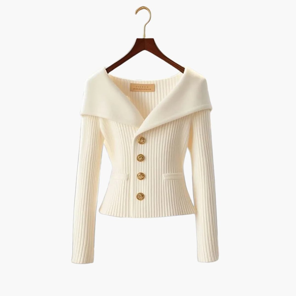 Florence | Women's Cardigan Ribbed Knit Off-Shoulder Button-Up Jumper