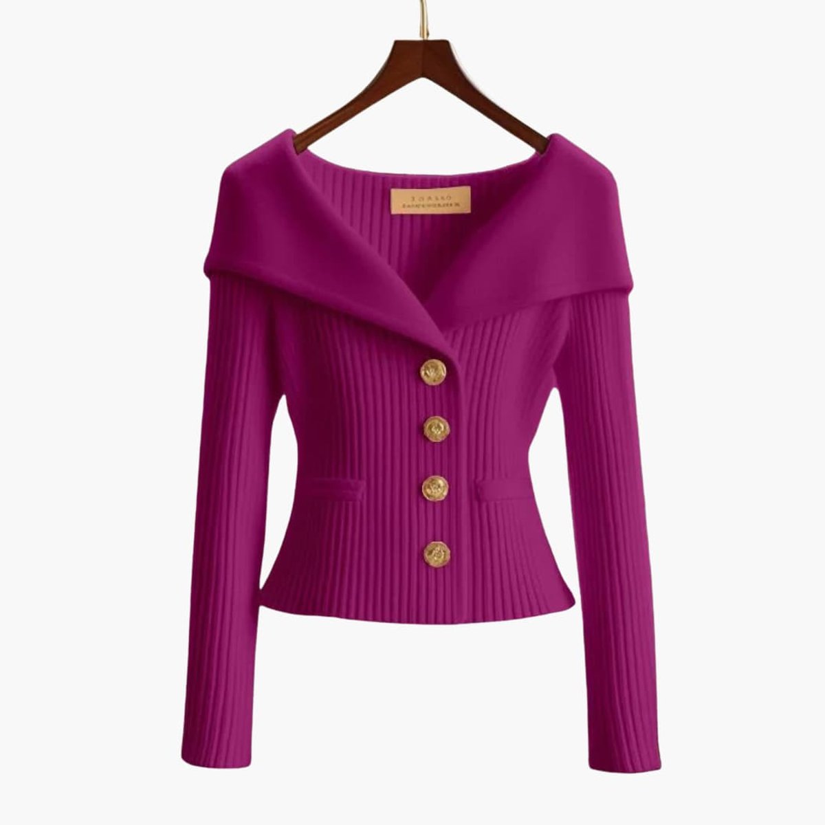 Florence | Women's Cardigan Ribbed Knit Off-Shoulder Button-Up Jumper