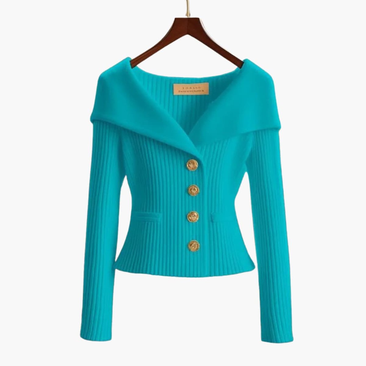 Florence | Women's Cardigan Ribbed Knit Off-Shoulder Button-Up Jumper