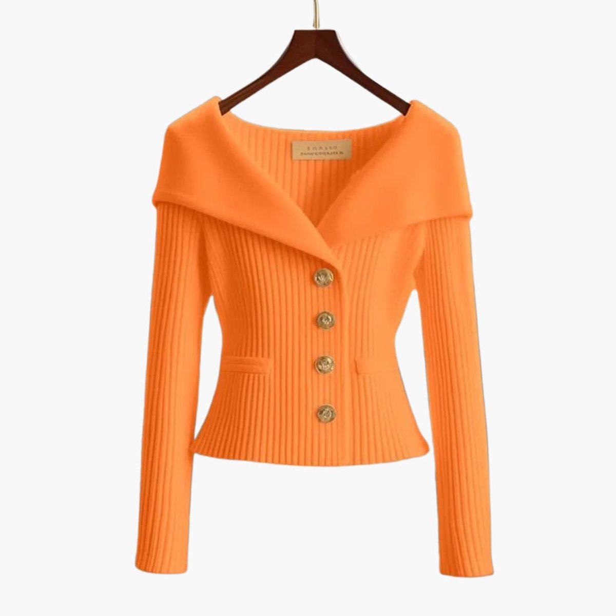 Florence | Women's Cardigan Ribbed Knit Off-Shoulder Button-Up Jumper