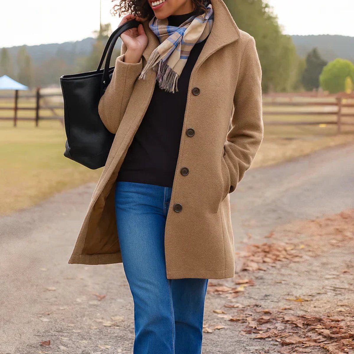 Phoebe | Women's Classic Mid-Length Button-Up Coat