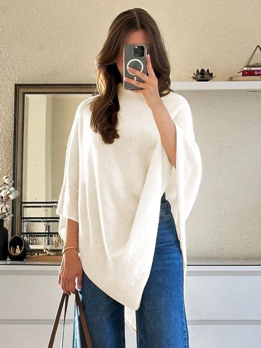 Scarlett | Women's Coat Cape Asymmetric Hem Draped Knit Poncho
