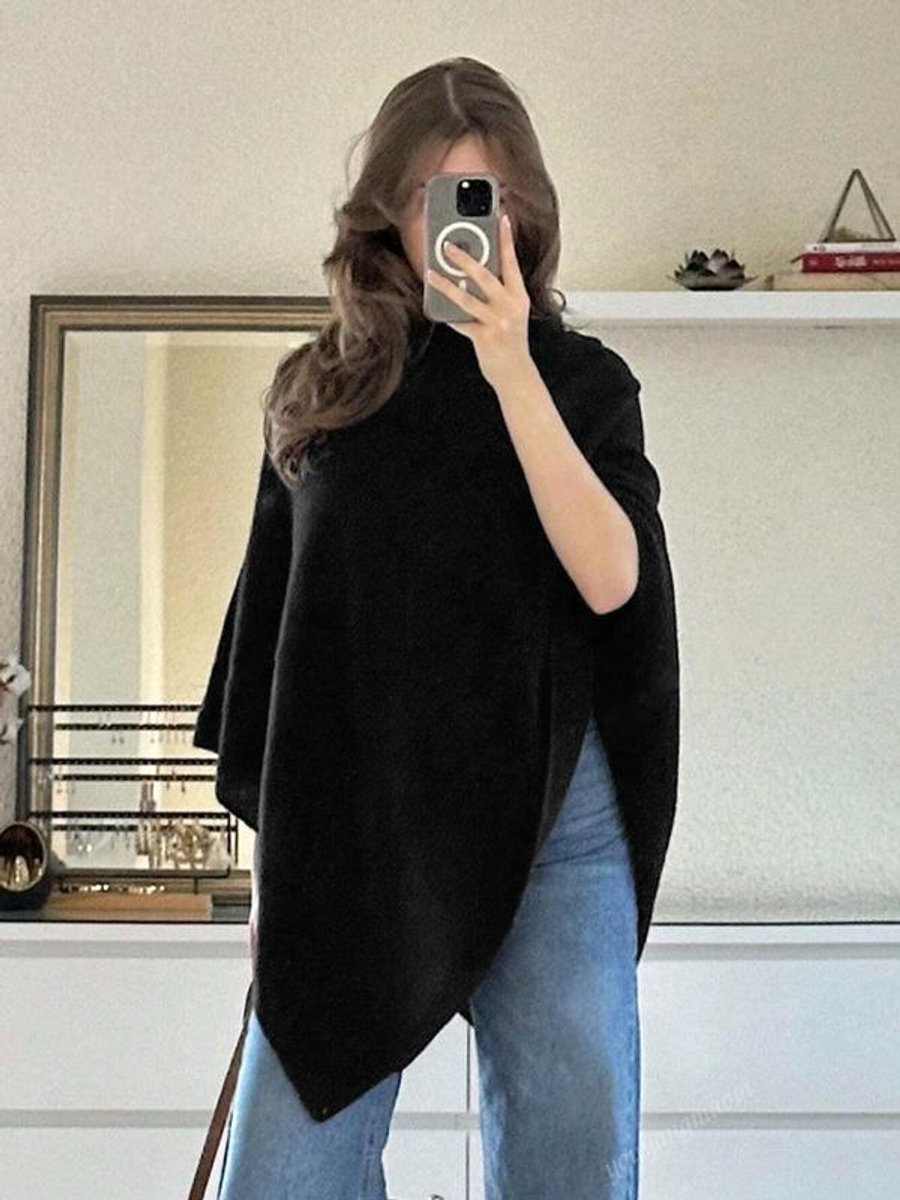 Scarlett | Women's Coat Cape Asymmetric Hem Draped Knit Poncho