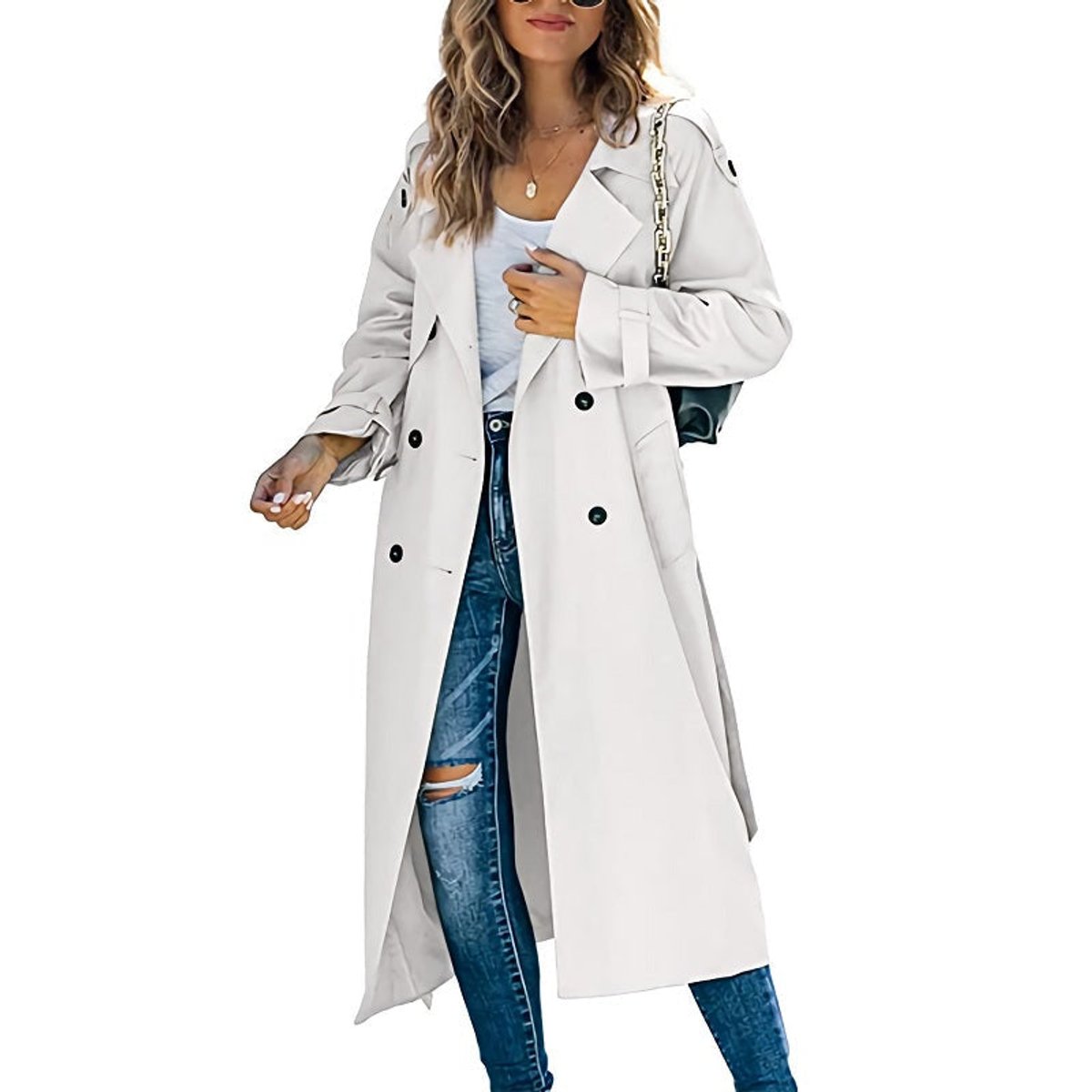 Lily | Women's Coat Long Double-Breasted Belted Trench Coat