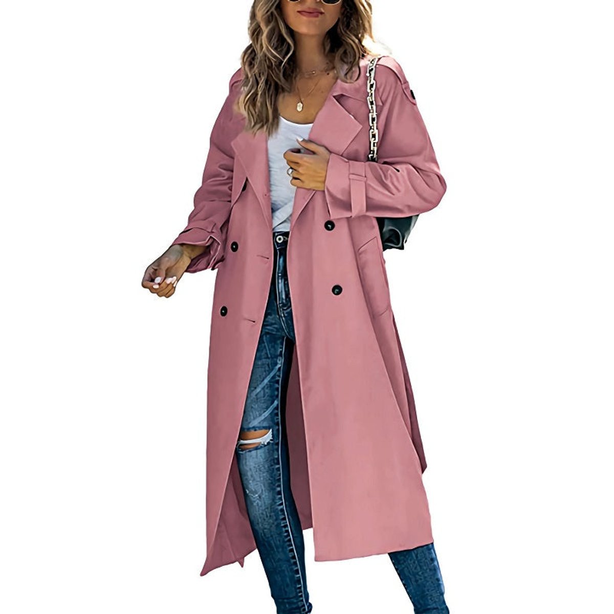 Lily | Women's Coat Long Double-Breasted Belted Trench Coat