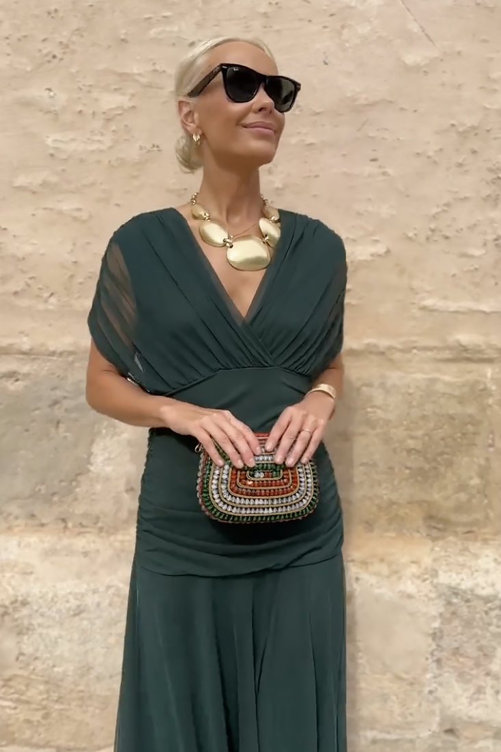 Women's Cocktail Off Shoulder Draped Maxi Dress