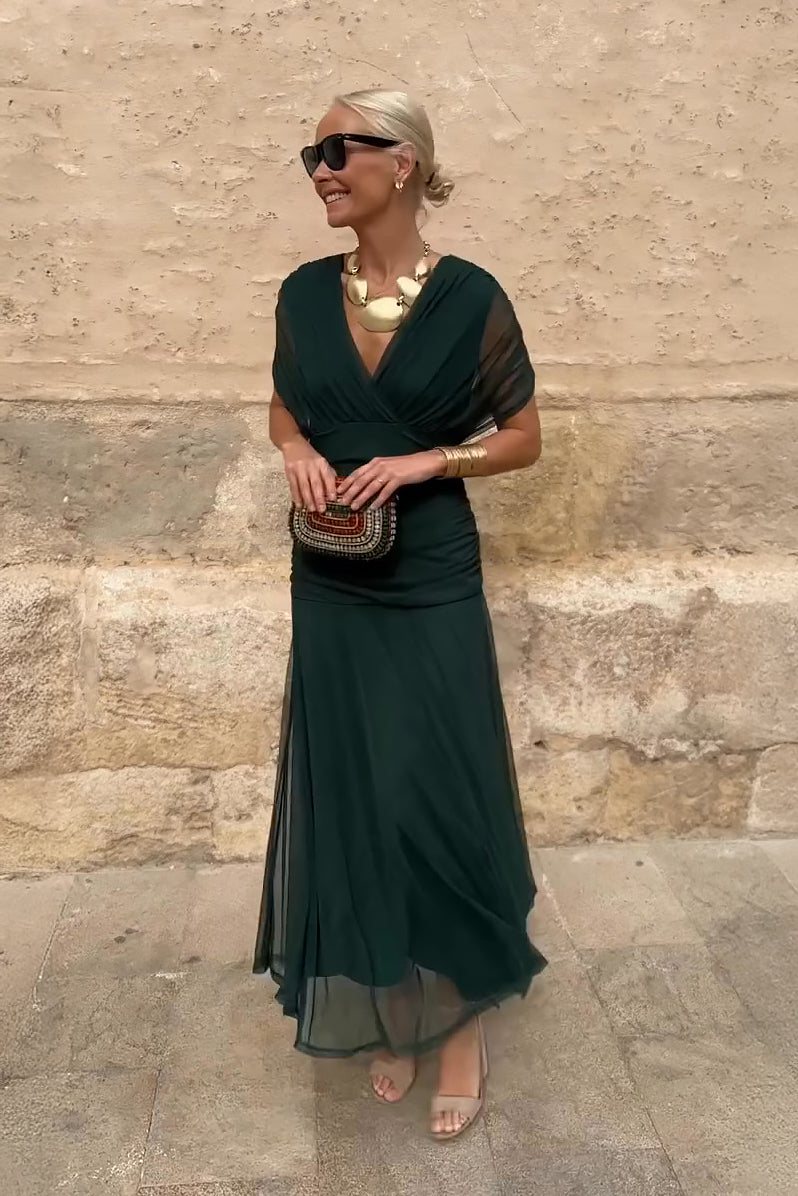 Women's Cocktail Off Shoulder Draped Maxi Dress