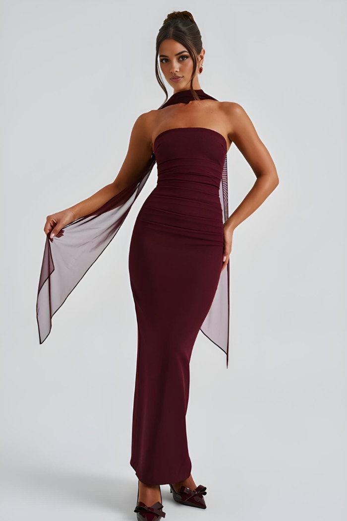 Women's Cocktail Strapless Maxi Bodycon Dress