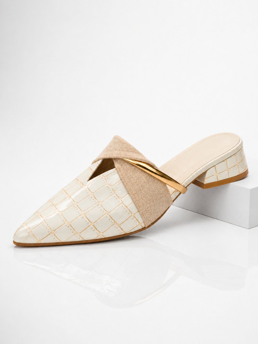 Grace | Womens Croc-Effect Pointed-Toe Slip-On Mule Heels
